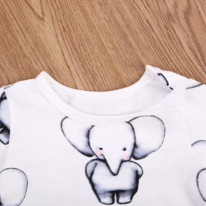 New Style Baby Girls Clothes Romper Cute Cartoon Elephant Newborn Baby Cotton Jumpsuit Outfits - ebowsos