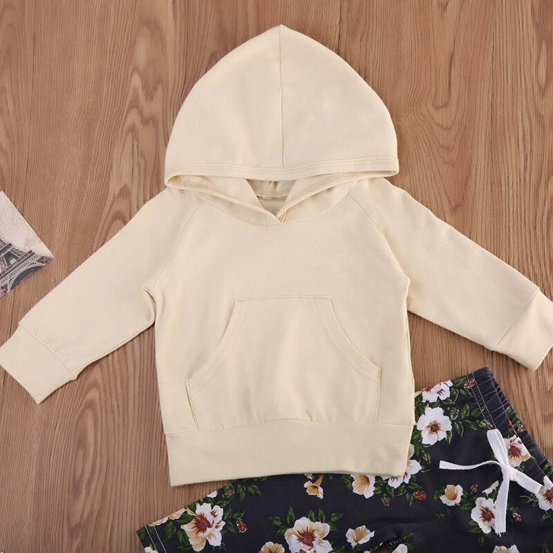 New Style Baby Girls Clothes Sets Floral Hooded Baby Long Sleeve Tops Pants 2Pcs Outfits Set Clothes - ebowsos