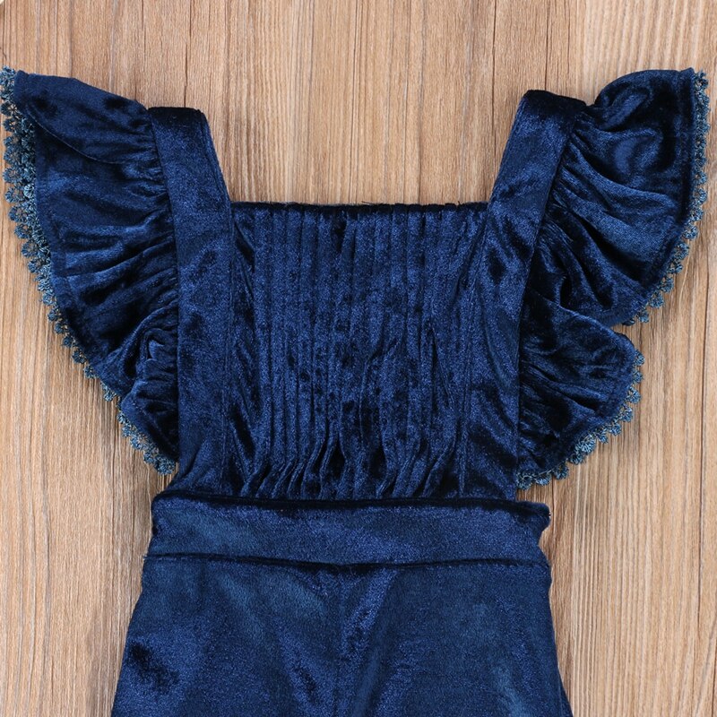 New Style Baby Girls Clothes Toddler Kids Girls Velvet Bib Pants Backless Romper Jumpsuit Outfit Clothes - ebowsos