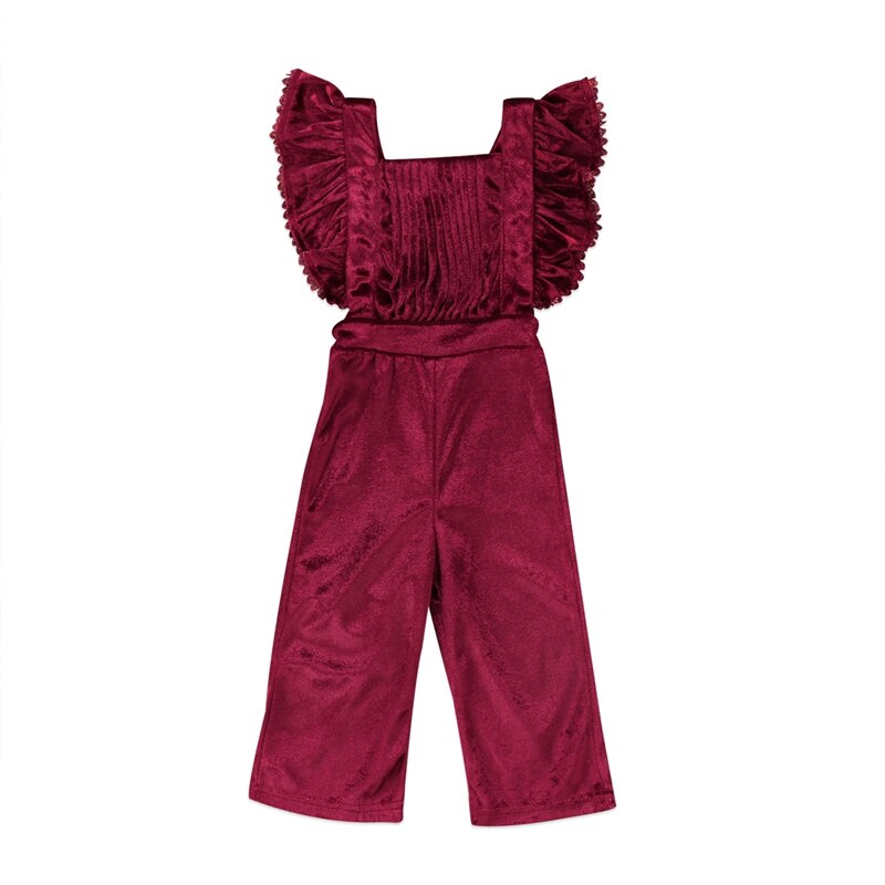 New Style Baby Girls Clothes Toddler Kids Girls Velvet Bib Pants Backless Romper Jumpsuit Outfit Clothes - ebowsos