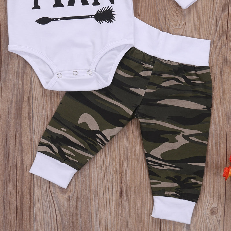 New Style Camouflage Baby Boys Clothes Sets Newborn Toddler Baby Cotton Tops Romper Pants Outfits Set Clothes - ebowsos