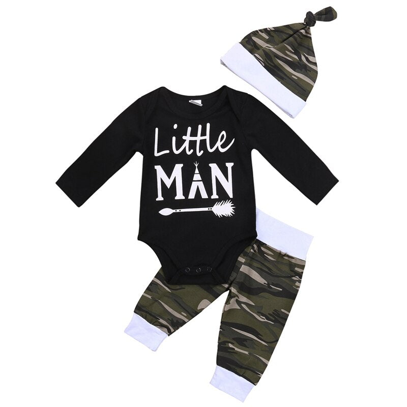 New Style Camouflage Baby Boys Clothes Sets Newborn Toddler Baby Cotton Tops Romper Pants Outfits Set Clothes - ebowsos