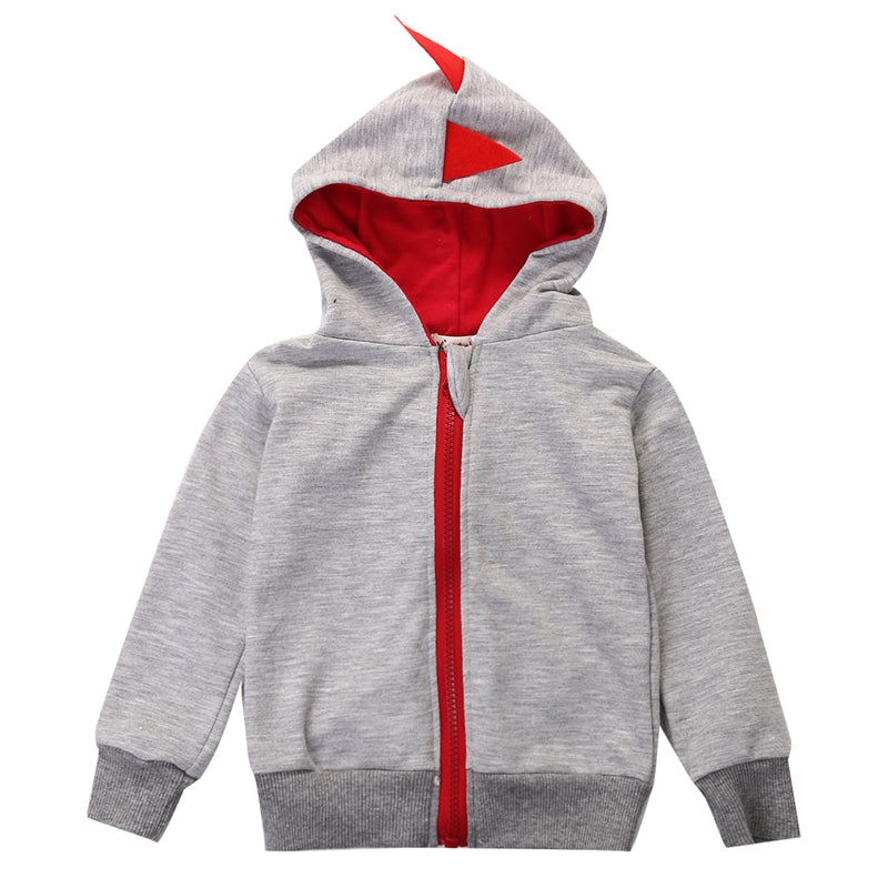 New Style Children Clothing Fashion Toddler Baby Boys Dinosaur Zipper Long Sleeve Tops Jacket Coat Hoodie - ebowsos