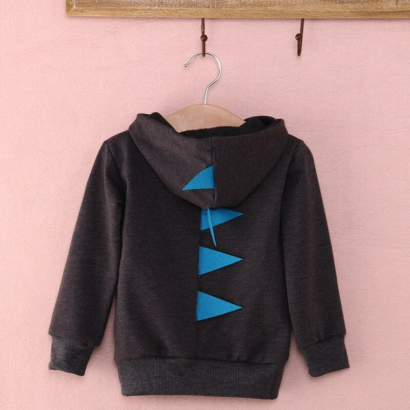 New Style Children Clothing Fashion Toddler Baby Boys Dinosaur Zipper Long Sleeve Tops Jacket Coat Hoodie - ebowsos