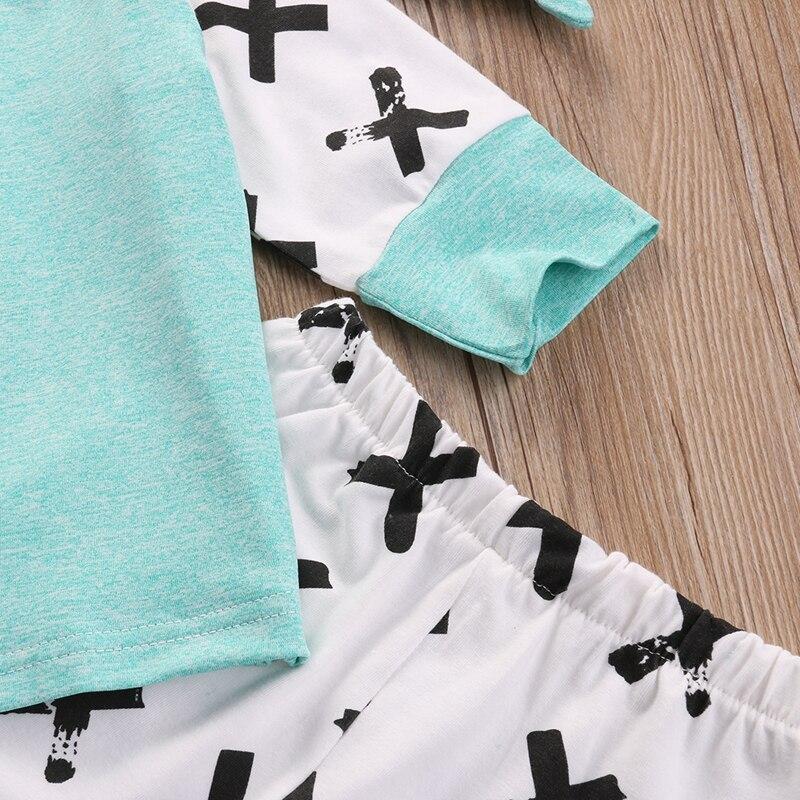 New Style Children Clothing Newborn Baby Girl Boy Long Sleeve Cotton Tops T-shirt Pants Hat Home Outfits Set Clothes - ebowsos