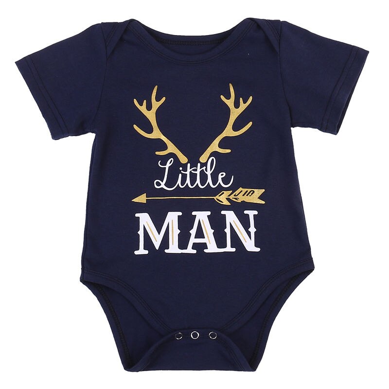 New Style Cotton Deer Newborn Baby Boy Bodysuit Short Sleeve Playsuit Outfits Clothes Top Shirt - ebowsos