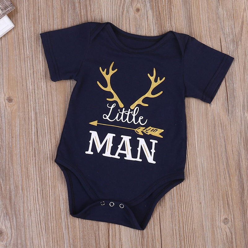 New Style Cotton Deer Newborn Baby Boy Bodysuit Short Sleeve Playsuit Outfits Clothes Top Shirt - ebowsos