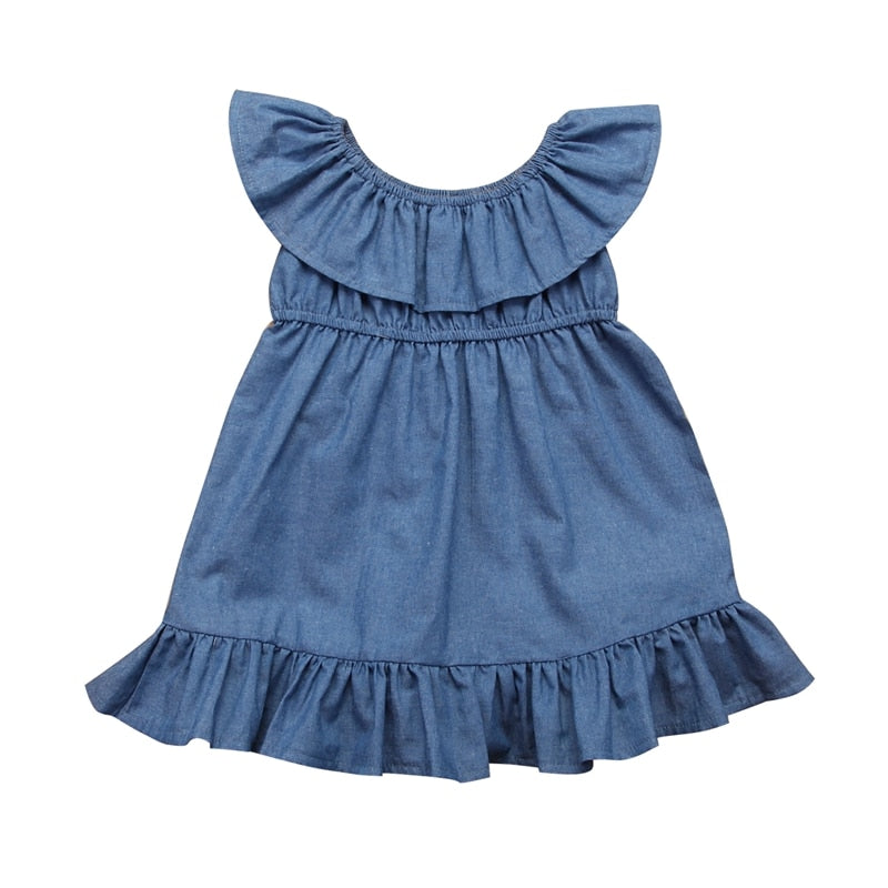 New Style Girls Denim A-line Dress Kids Baby Girls Princess Dress Pageant Party Holiday Denim Clothes - ebowsos