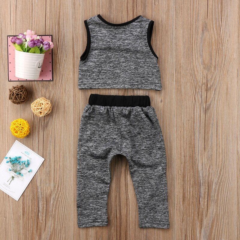 New Style Kids Sport Suits Kids Baby Girls Yoga Vest Crop Top Pants Elastic Leggings Sport Outfits UK Stock - ebowsos