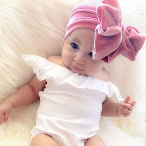 New Velvet Bow Baby Girl Headband Newborn Toddler Hairband 6cm Soft Elastic + Lot - ebowsos