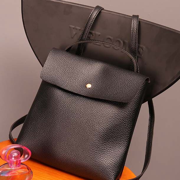 New Women Leather Satchel Shoulder Handbags School Rucksack Bags Travel (black) - ebowsos