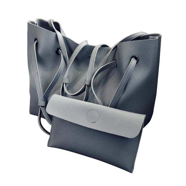 New Women PU Leather Shoulder Messenger Bag Tote Purse Handbag Crossbody Satchel Hot(Dark gray) - ebowsos