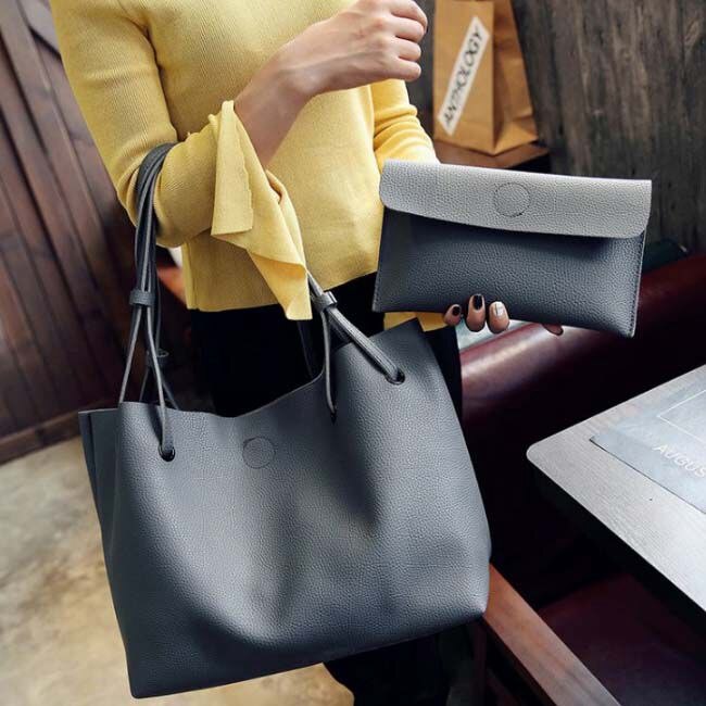 New Women PU Leather Shoulder Messenger Bag Tote Purse Handbag Crossbody Satchel Hot(Dark gray) - ebowsos