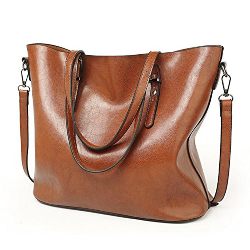 New Women's Handbags PU Tote Large Capacity Shopping Bags Top-Handle Bags Fashion Shoulder Bags Ladies Cross-Body Bags - ebowsos