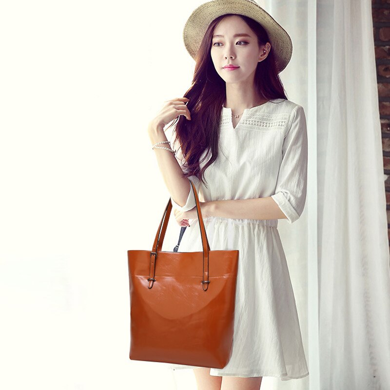 New Women's Soft Leather Work Tote Shoulder Bag - ebowsos