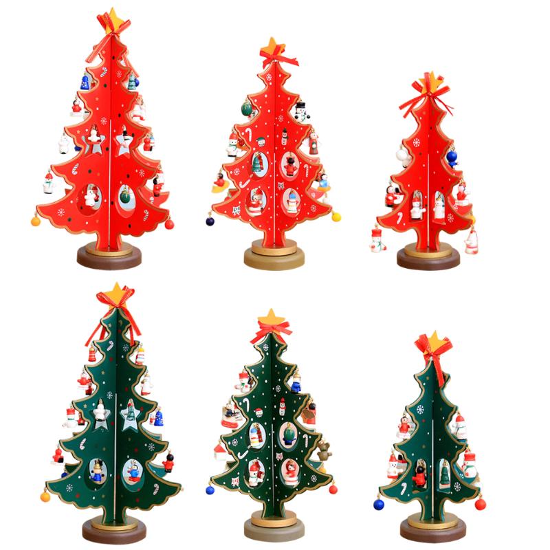 New Wooden Christmas Tree Home Decoration Xmas Tree Top Ornament Gift - ebowsos