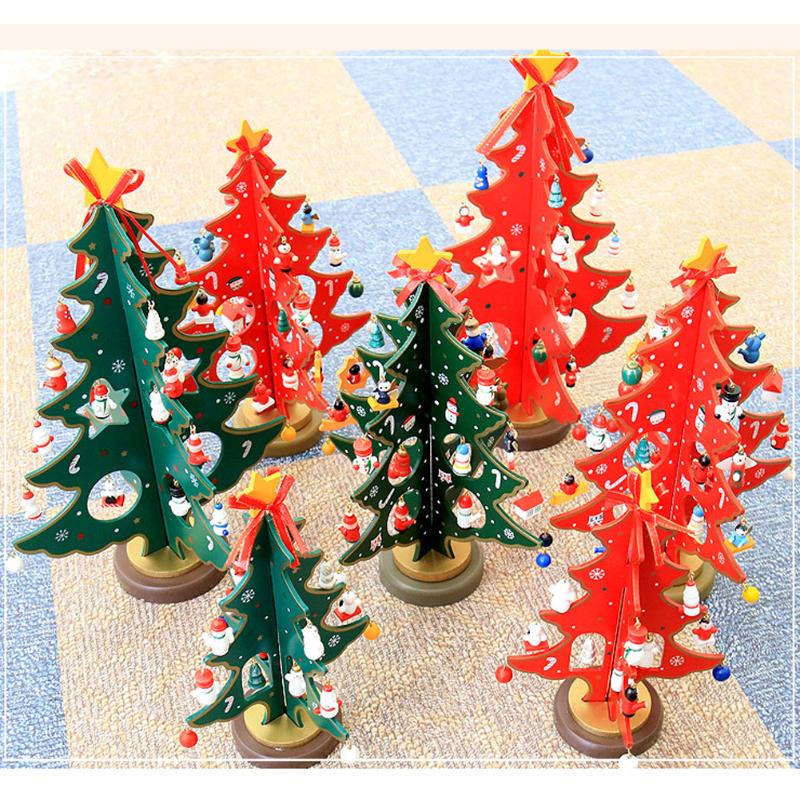 New Wooden Christmas Tree Home Decoration Xmas Tree Top Ornament Gift - ebowsos