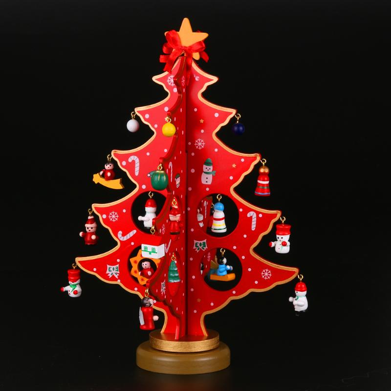 New Wooden Christmas Tree Home Decoration Xmas Tree Top Ornament Gift - ebowsos