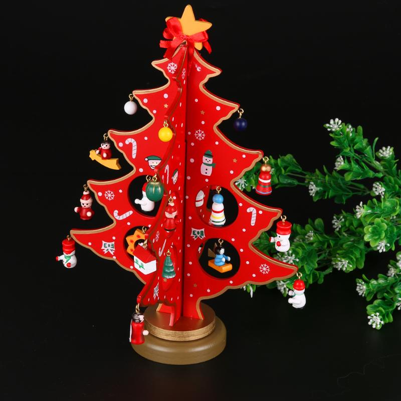 New Wooden Christmas Tree Home Decoration Xmas Tree Top Ornament Gift - ebowsos