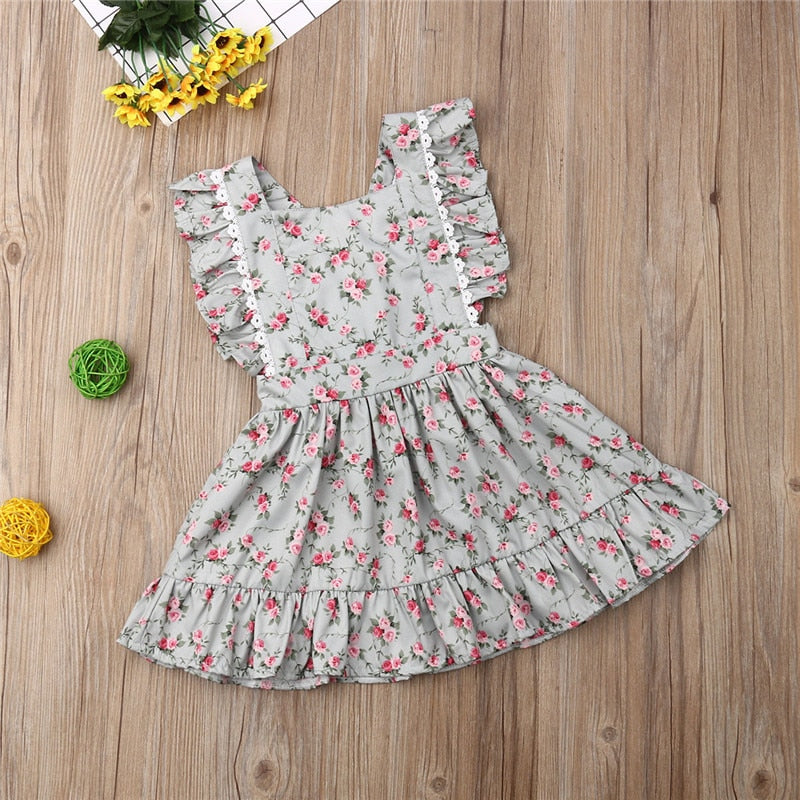 Newboen Kids Baby Girl Clothes Sister Matching Floral Romper Dress Outfit Set[Big Sister's Dress - ebowsos