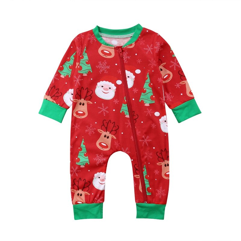 Newborn Xmas Baby Boys Girls Long Sleeve Romper Pants Outfits Set Pajamas Autumn Cotton Clothes - ebowsos