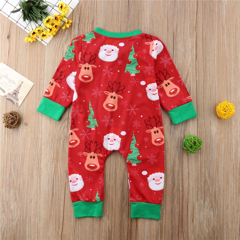 Newborn Xmas Baby Boys Girls Long Sleeve Romper Pants Outfits Set Pajamas Autumn Cotton Clothes - ebowsos