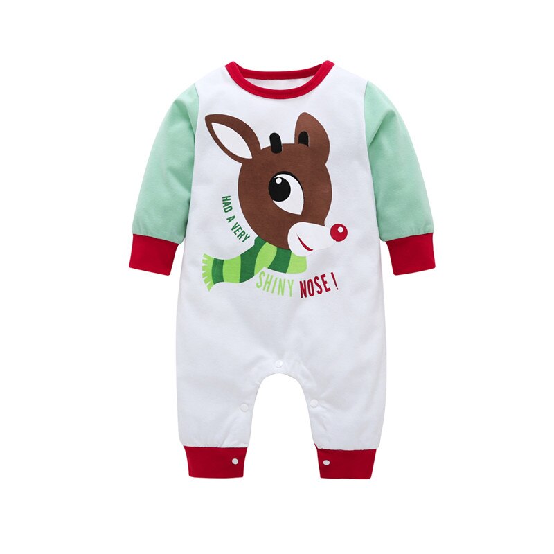 Newborn Baby New Christmas Long Sleeve Cotton Deer Romper Jumpsuit Cute Xmas Autumn Clothes 0-24 Months - ebowsos