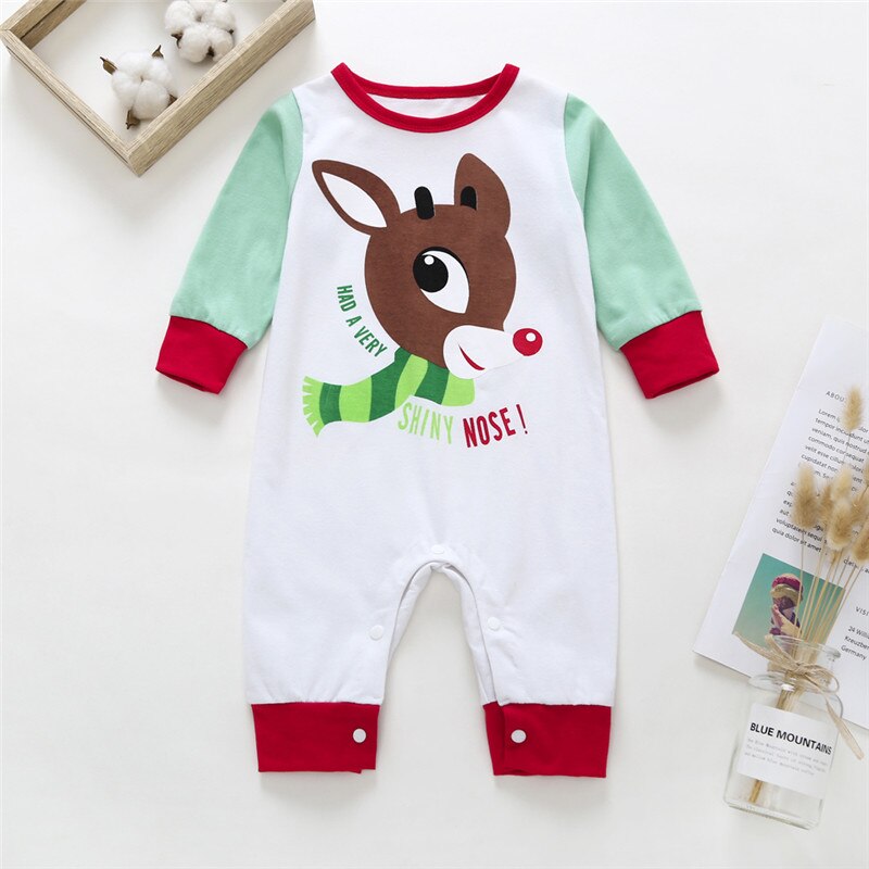 Newborn Baby New Christmas Long Sleeve Cotton Deer Romper Jumpsuit Cute Xmas Autumn Clothes 0-24 Months - ebowsos