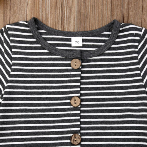 Newborn Baby Boy Girl Clothes Stripe Romper Short Sleeve Jumpsuit Playsuit Sunsuit Playsuit Outfits - ebowsos