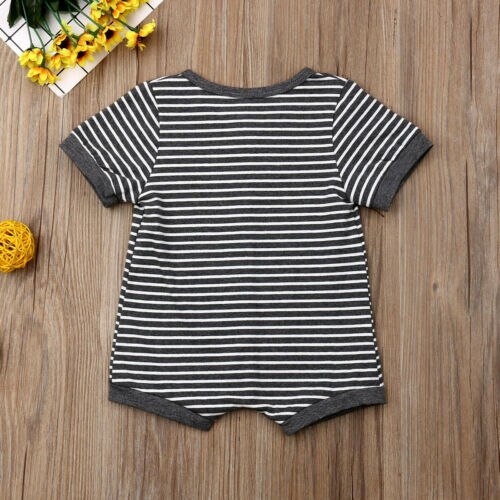 Newborn Baby Boy Girl Clothes Stripe Romper Short Sleeve Jumpsuit Playsuit Sunsuit Playsuit Outfits - ebowsos