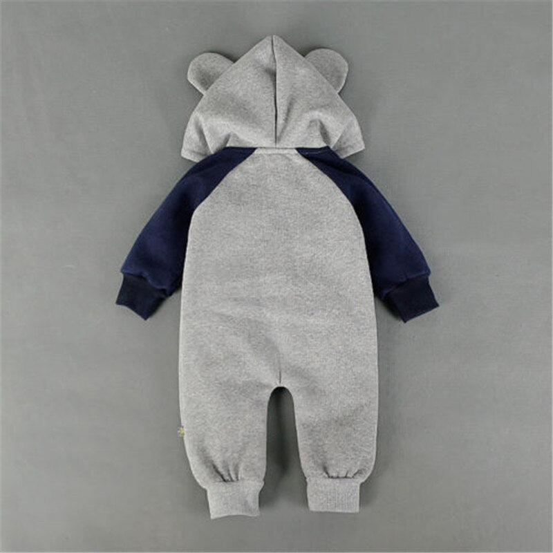 Newborn Baby Boy Girl Cos Clothing Cartoon Hooded Romper Jumpsuit Playsuit Autumn Cotton Warm Clothes 0-18M - ebowsos