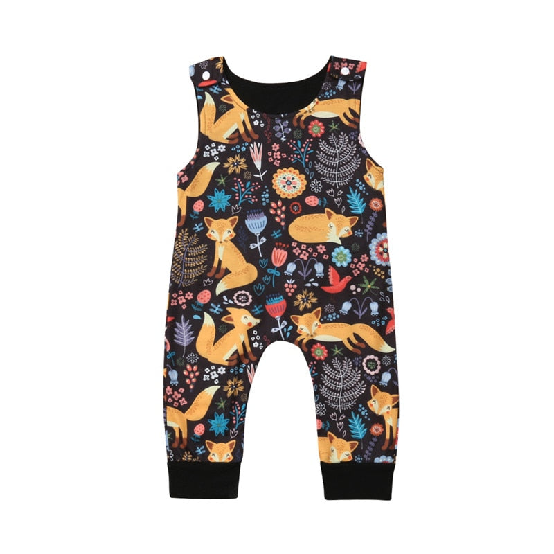 Newborn Baby Boy Girl Fox Romper Sleeveles Cartoon Jumpsuit Playsuit Outfit Summer Anime Clothes - ebowsos