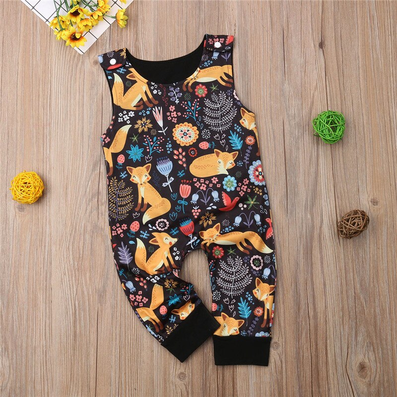 Newborn Baby Boy Girl Fox Romper Sleeveles Cartoon Jumpsuit Playsuit Outfit Summer Anime Clothes - ebowsos