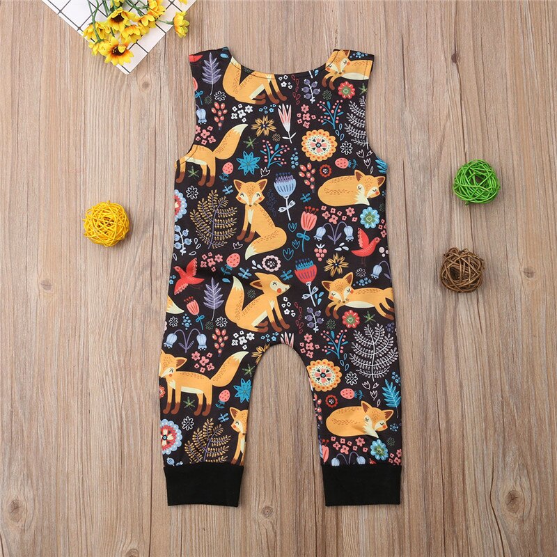 Newborn Baby Boy Girl Fox Romper Sleeveles Cartoon Jumpsuit Playsuit Outfit Summer Anime Clothes - ebowsos