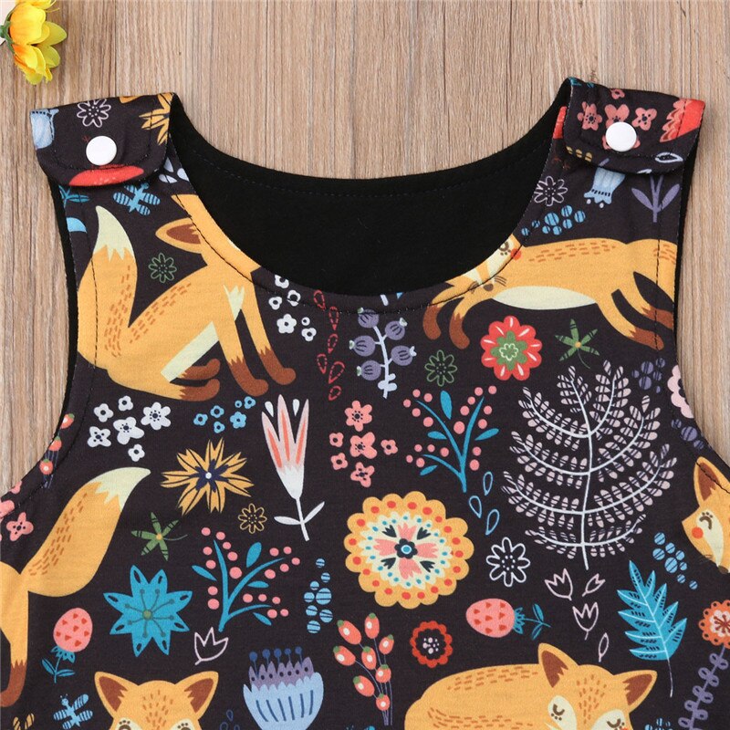 Newborn Baby Boy Girl Fox Romper Sleeveles Cartoon Jumpsuit Playsuit Outfit Summer Anime Clothes - ebowsos