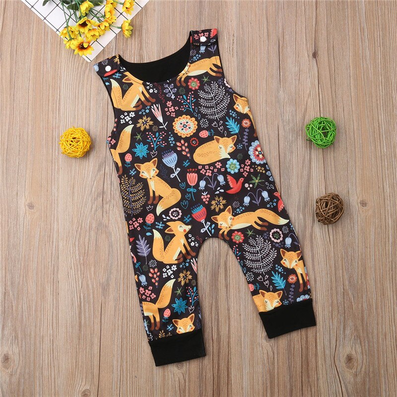 Newborn Baby Boy Girl Fox Romper Sleeveles Cartoon Jumpsuit Playsuit Outfit Summer Anime Clothes - ebowsos