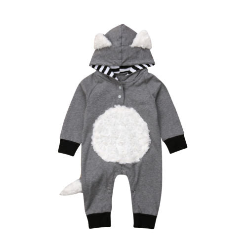 Newborn Baby Boy Girl Kid Romper Jumpsuit Clothes Outfit Costume Baby Clothes Cotton Hooded Romper Long Sleeve Rompers - ebowsos