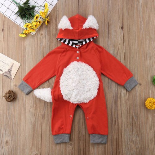 Newborn Baby Boy Girl Kid Romper Jumpsuit Clothes Outfit Costume Baby Clothes Cotton Hooded Romper Long Sleeve Rompers - ebowsos