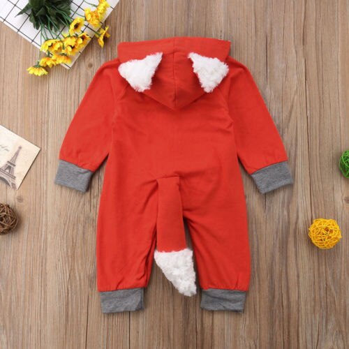 Newborn Baby Boy Girl Kid Romper Jumpsuit Clothes Outfit Costume Baby Clothes Cotton Hooded Romper Long Sleeve Rompers - ebowsos