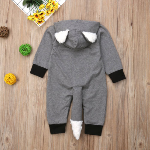 Newborn Baby Boy Girl Kid Romper Jumpsuit Clothes Outfit Costume Baby Clothes Cotton Hooded Romper Long Sleeve Rompers - ebowsos