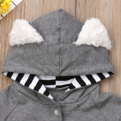 Newborn Baby Boy Girl Kid Romper Jumpsuit Clothes Outfit Costume Baby Clothes Cotton Hooded Romper Long Sleeve Rompers - ebowsos