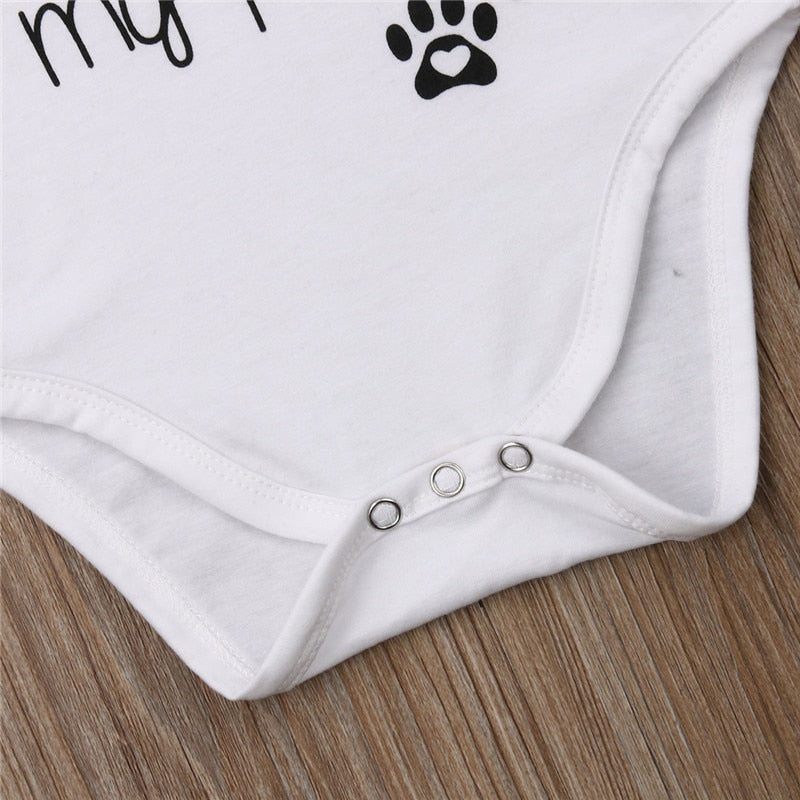 Newborn Baby Boy Girl Letter Short Sleeve Romper Jumpsuit Baby Cotton Clothes - ebowsos