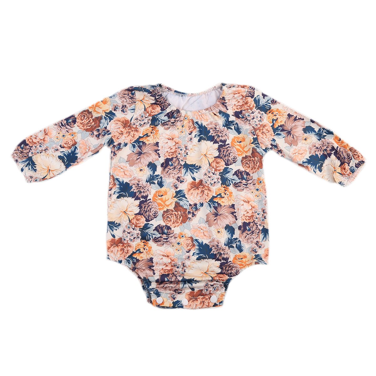 Newborn Baby Boy Girl Long Sleeve Floral Jumpsuit Bodysuit Clothes Outfits - ebowsos