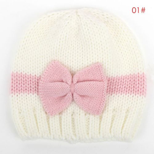 Newborn Baby Boy Girl Winter Warm Hat Cap Bowknot Knitted Crochet Beanie Shooting props - ebowsos