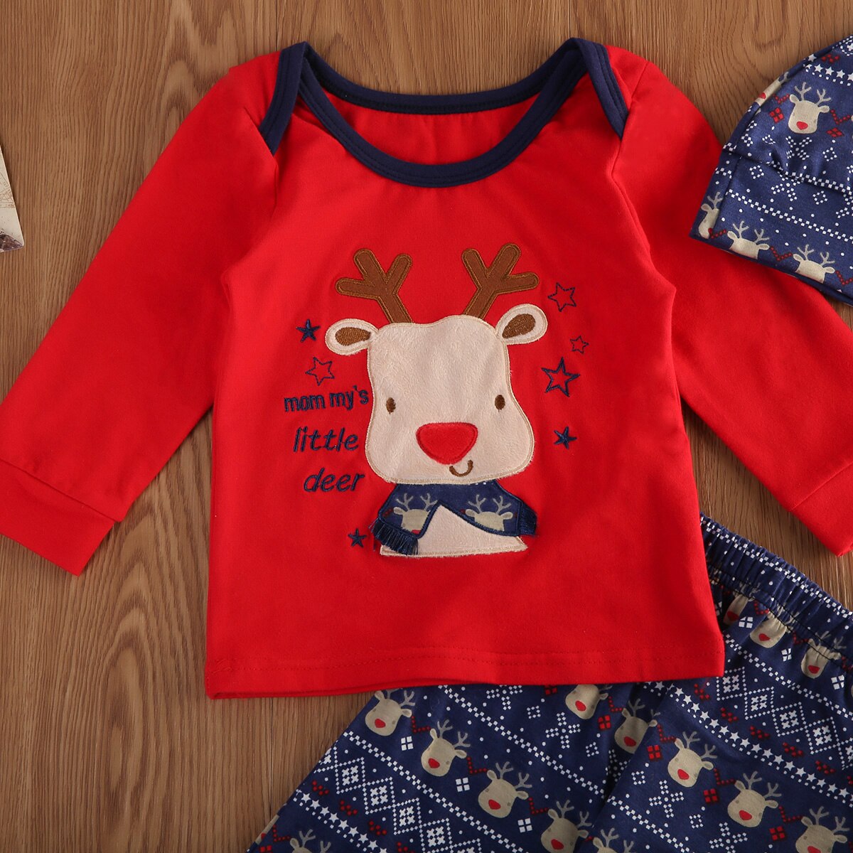 Newborn Baby Boy Girl Xmas Clothes T Shirt Tops Tee +Long Pants +Hat Outfits Set - ebowsos