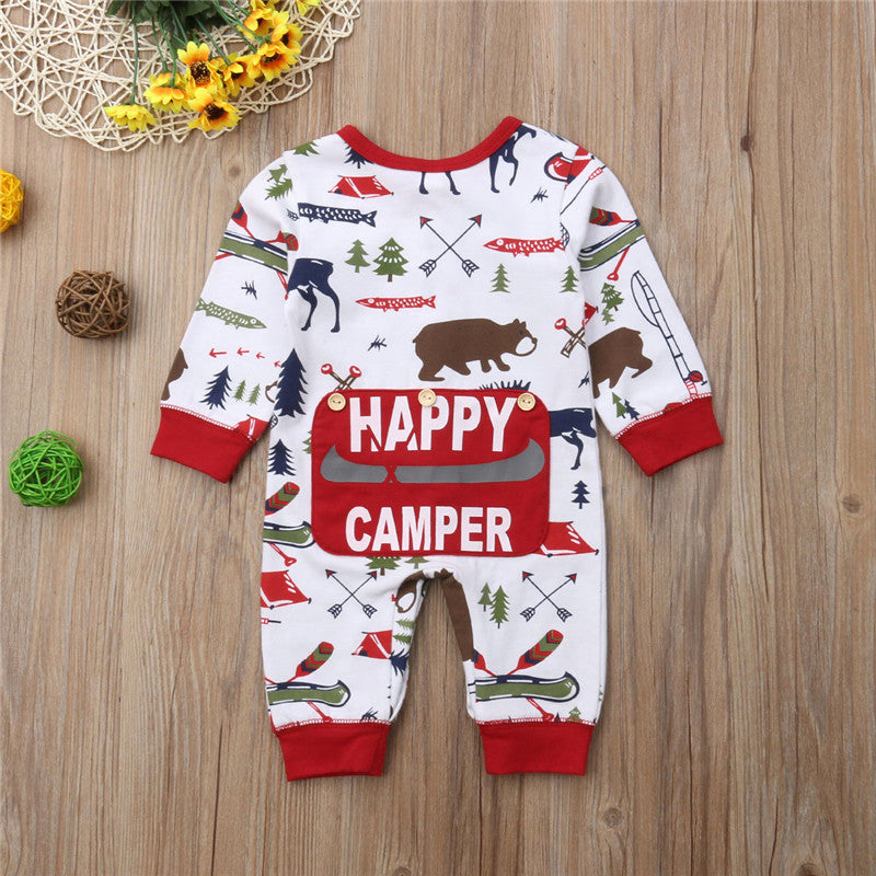 Newborn Baby Boys Girl Christmas Cotton Deer Romper Jumpsuit Pants Outfit Clothes - ebowsos