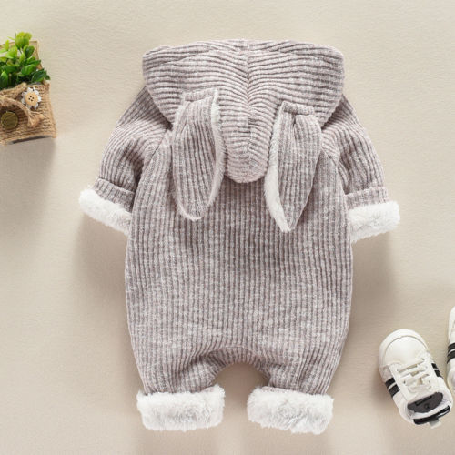 Newborn Baby Boys Girls 3D Ear Romper Jumpsuit Outfits Winter Warm Clothes - ebowsos