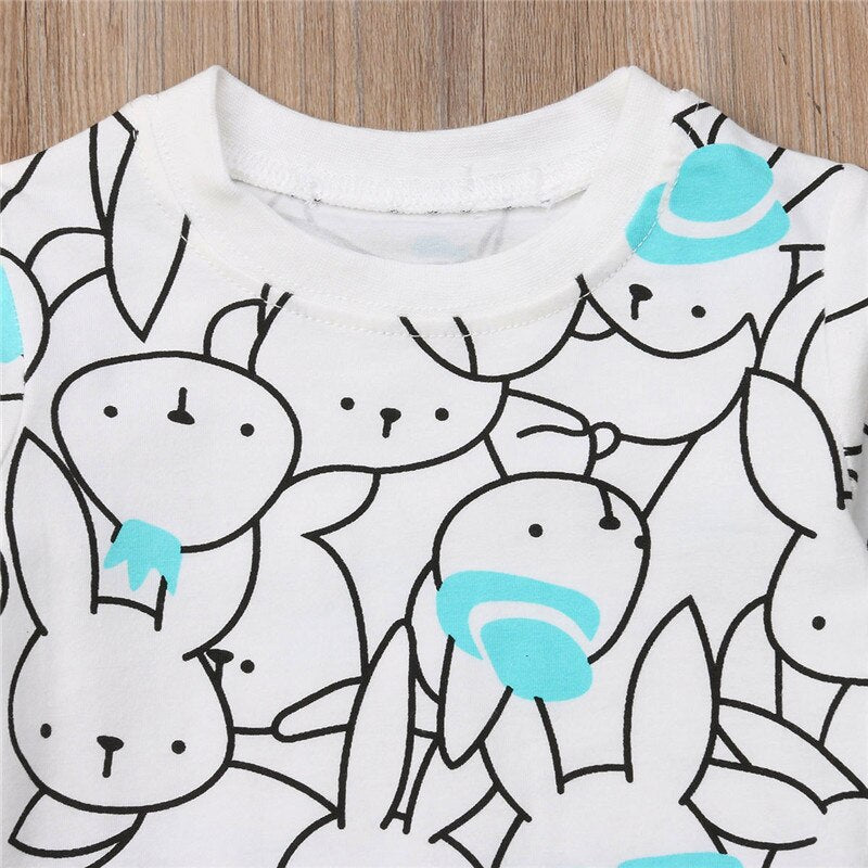 Newborn Baby Boys Girls Bunny Cotton Top Sweatshirt Long Pants Outfits Autumn Pajamas Clothes - ebowsos