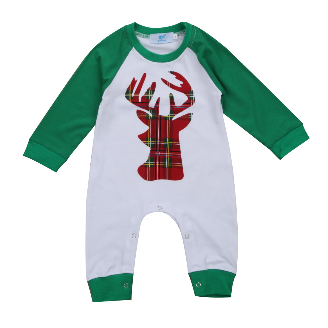 Newborn Baby Boys Girls Deer Check Romper Jumpsuit Outfits Clothes Set - ebowsos