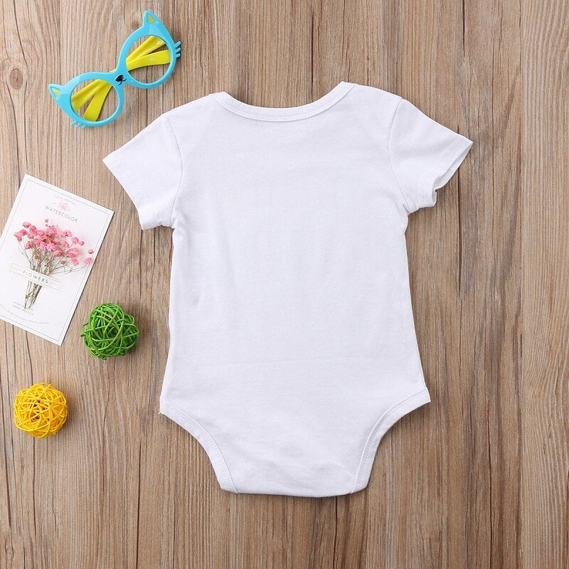 Newborn Baby Cute Boys Girls Cotton Romper Short Sleeves Letter Print Jumpsuit Summer Casual Baby Playsuit Clothes - ebowsos